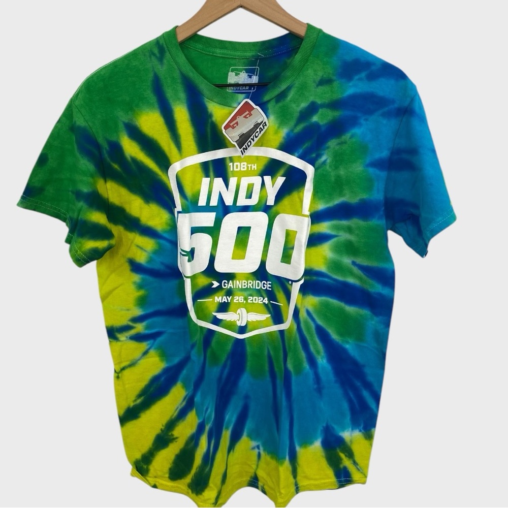 NEW Indycar Green Blue Tie Dye 2024 Indy 500 T-shirt Size Medium